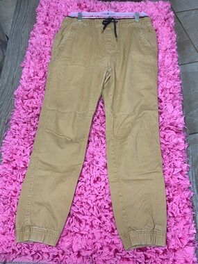 Plugg Tan Kids Jogger Pants with Black Drawstring